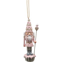 Clayre & Eef Kersthanger Notenkraker 11 cm Roze Kunststof Kerstdecoratie