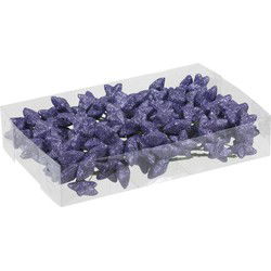 Instekers - paars - glitter sterren - 4 cm - kunststof - Kerststukjes