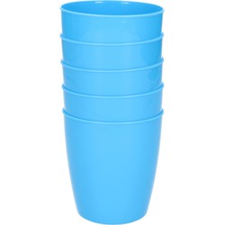 5x drinkbekers van kunststof 300 ml in het blauw - Drinkbekers