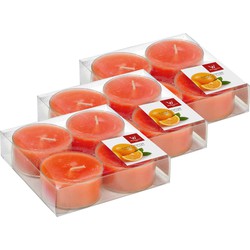 24x Maxi grote theelichten sinaasappel geurkaarsen 8 branduren - geurkaarsen