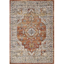 Vercai Rugs Troye Collectie - Laagpolig Vloerkleed - Meerkleurig Tapijt voor Woonkamer - Polyester - Terra - 160x230 cm