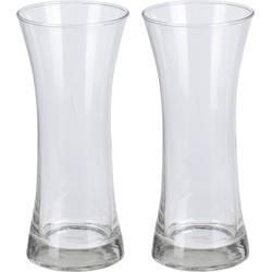 2x Glazen vaas/vazen 3000 ml van 14 x 25 cm - Vazen