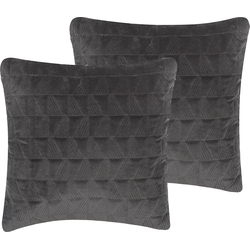 LALAM  - Sierkussen set van 2 - Donkergrijs - 45 x 45 cm - Katoen