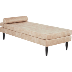 Beliani USSEL - Chaise longue-Beige-Fluweel