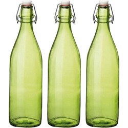 Cuisine Elegance set van 6x stuks weckflessen groen beugeldop glas van 1 liter - Weckpotten
