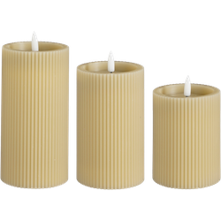 Mica Decorations LED Pilaarkaars - Set van 3 - H15 x Ø8 cm - Wax - Taupe