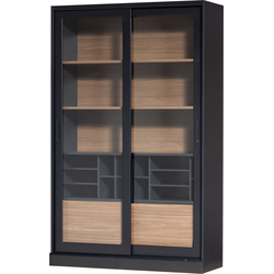 WOOOD James Vitrinekast - Grenen - Zwart - 200x125x47