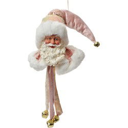 Clayre & Eef Kersthanger Kerstman Roze Textiel