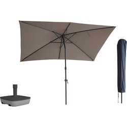 Kopu® Sevilla Parasol Rechthoek 200x300 cm met Hoes en voet - Balkonparasol Taupe