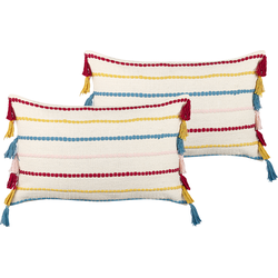 AGAVE  - Sierkussen set van 2 - Lichtbeige - 40 x 60 cm - Katoen