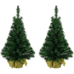 2x Kerst kunstkerstbomen groen 90 cm versiering/decoratie - Kunstkerstboom
