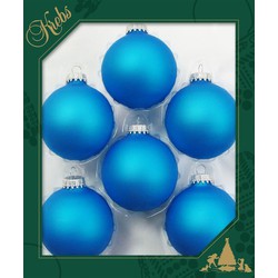 Krebs kerstballen - 6x st - blauw - 7 cm - glas - intens blauw - Kerstbal