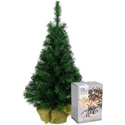 Decoris kerstboom 90 cm met clusterverlichting warm wit - Kunstkerstboom