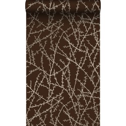 Origin Wallcoverings behang bloesemtakken mat bruin en glanzend brons - 53 cm x 10,05 m - 345731