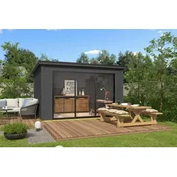 Outdoor Life blokhut Pernilla carbon grey, 385 x 295 cm