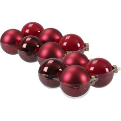 20x stuks glazen kerstballen rood/donkerrood 8 en 10 cm mat/glans - Kerstbal