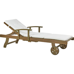 AMANTEA - Ligstoel - Donkere houtkleur/Wit - Acaciahout