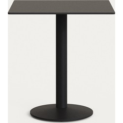 Kave Home - Zwarte Esilda-buitentafel met zwart gelakte metalen poot 70 x 70 x 70 cm