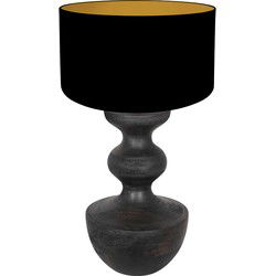 Anne Lighting - tafellamp - Lyons - zwart - hout linnen - Ø 40cm - E27 - 3972ZW