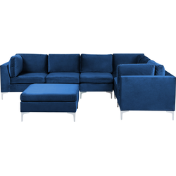 Beliani EVJA - Modulaire Sofa-Blauw-Fluweel