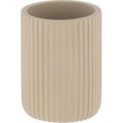 Tendance Tandenborstelbeker 101 - taupe - ribbel - PS - 7x9,5 cm - Tandenborstelhouders