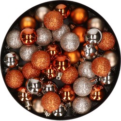 Kleine kerstballen - 40x st - champagne/oranje - D3 cm - kunststof - Kerstbal