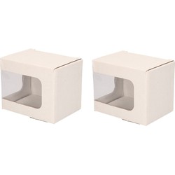 2x Wit mokkendoosje/ mokken verpakking met venstertje en klep deksel - Opbergbox