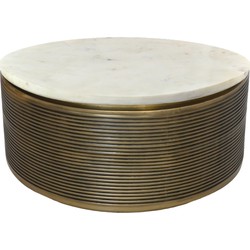 Salontafel marmer - 80x40 - Wit/goud - Marmer/metaal
