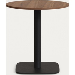 Kave Home - Ronde Dina-tafel van natuurlijke melamine en zwart gelakte metalen poot 68 x 70 cm