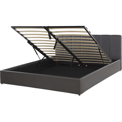 DREUX  - Bed met opbergruimte - Donkergrijs - 160 x 200 cm - Kunstleer