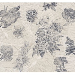 Sanders & Sanders fotobehang botanische papieren grijs en zandkleurig - 400 x 280 cm - 612452