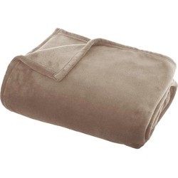 Fleece deken/fleeceplaid donker beige 125 x 150 cm polyester - Plaids