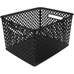 5Five Opbergmand/box van kunststof - zwart - 30 x 37 x 21 cm - 19 liter - Opbergmanden