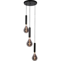 Milanelo Hanglamp 3 Lichts ronde plaat 38cm zwart - Eigentijds Modern - 2 jaar garantie