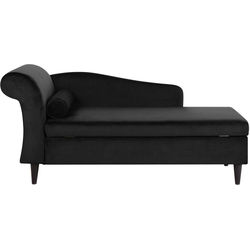 Beliani LUIRO - Chaise longue-Zwart-Fluweel