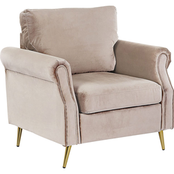 Beliani VIETAS - Fauteuil-Beige-Fluweel