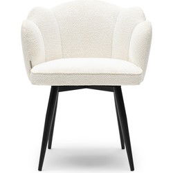 Riviera Maison Dauphine Swivel Dining Armchair, peluche bouclé, simply white