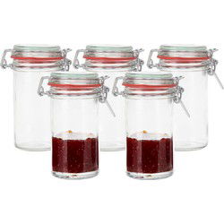 Weckpot/inmaakpot - 5x - glas - 250 ml - beugelsluiting - transparant - Weckpotten