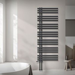 Badkamerradiator middenaansluiting 600x1600 mm antraciet met onderaansluitset LuxeBath