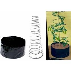 Flexibele plantenbak en spiraalvormige plantensteun