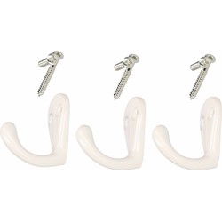 4x Witte korte garderobe haakjes / jashaken / kapstokhaakjes metaal 3,3 x 4,1 cm - Kapstokhaken