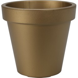 Pro Garden Plantenpot/bloempot - Tuin buiten - kunststof - mat goud - D20 cm - Plantenpotten