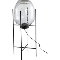 PTMD Chett Staande lamp doorzichtig glas - 27 x 27 x 70 - Zwart