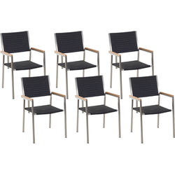 GROSSETO  - Tuinstoel set van 6 - Zwart - PE rotan