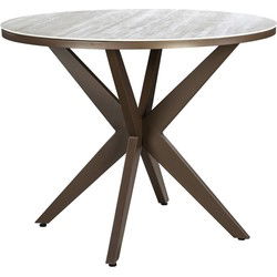 Calma high dining tafel dia. 120 cm aluminium bronze/travertin