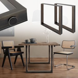 Set van 2 vierkante tafelpoten, antraciet, 80x72 cm, gemaakt van staal