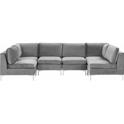 Beliani EVJA - Modulaire Sofa-Grijs-Fluweel