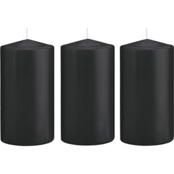 5x Kaarsen zwart 8 x 15 cm 69 branduren sfeerkaarsen - Stompkaarsen