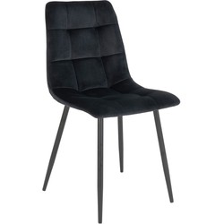 Middelfart Dining Chair - Chair in black velvet with black legs - set of 2