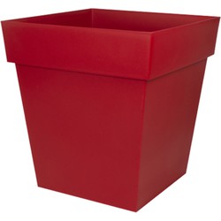 Bloempot Toscane vierkant kunststof rood L32 x B32 x H32 cm - Plantenpotten